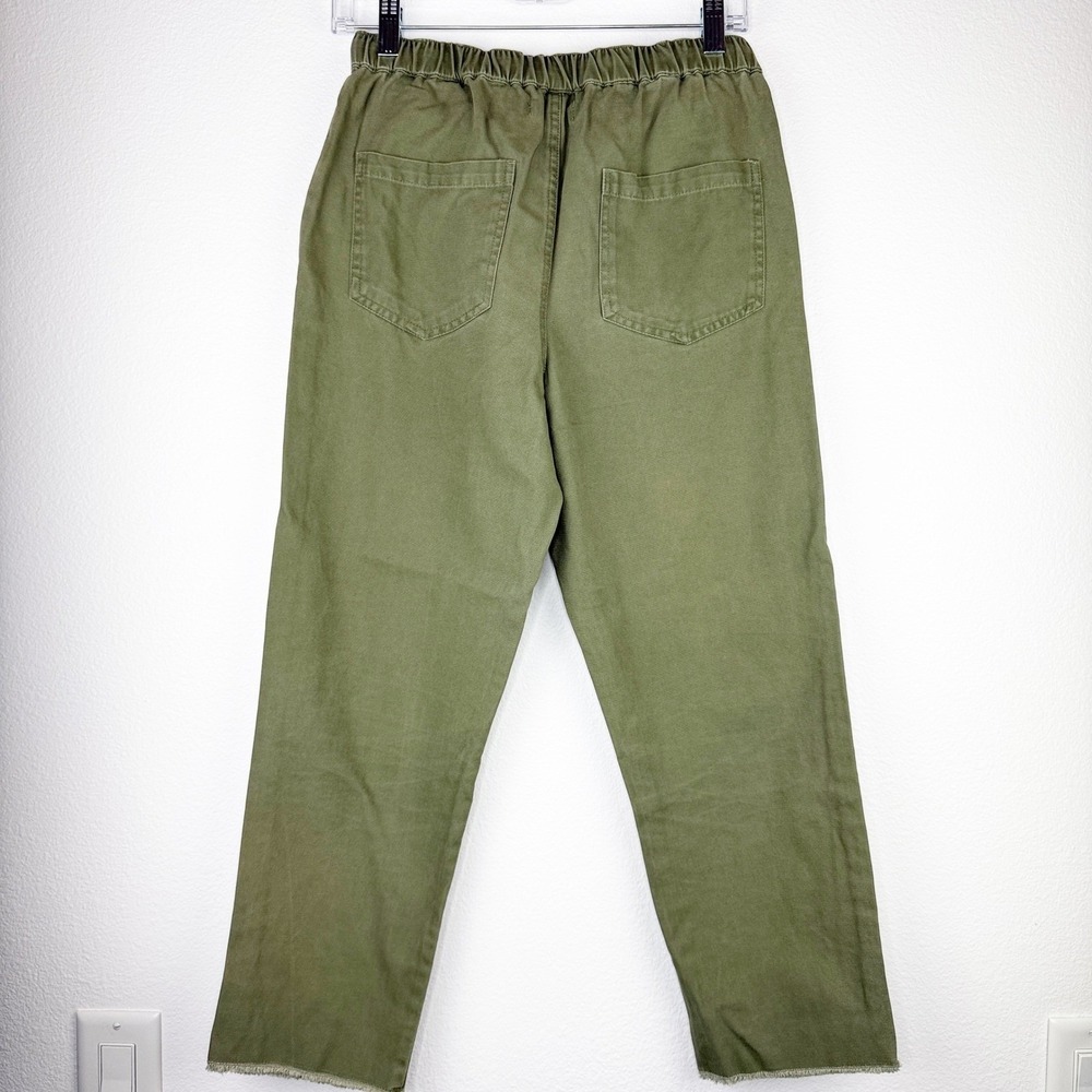 ONeill Salt Water Solid Pants Army Green XS Elastic Waist Raw Hem Straight Leg - Picture 2 of 11